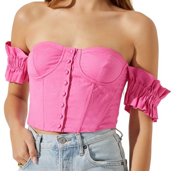 Astr Tops - Off the Shoulder Ruffle Sleeve Crop Top ASTR the Label xs